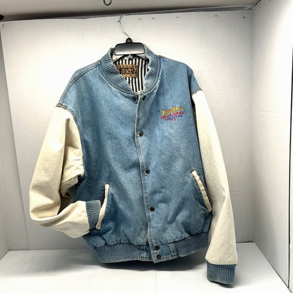 Turning Point Other - Vtg Bonneville Flats Racing Hot Salt Wendover Denim Jacket Varsity Size XL